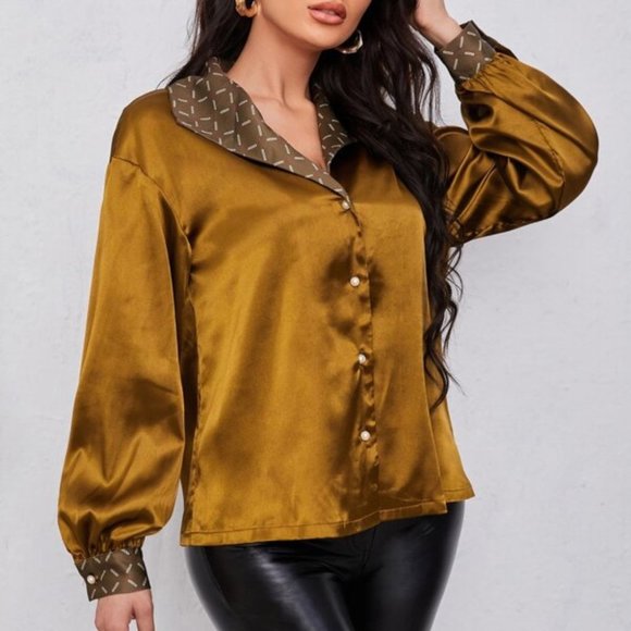 Chain Print Satin Blouse - Picture 3 of 5